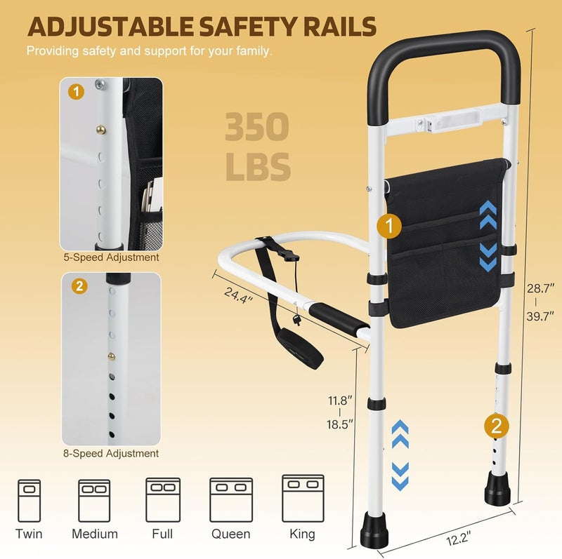 Panta Bed Rails for Elderly Adults Safety, Adjustable Bed Assist Rails for Seniors, Black - Image 3